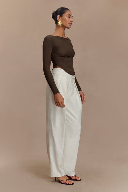 Colette Haut en Maille à Col Rond - Chocolat Noir