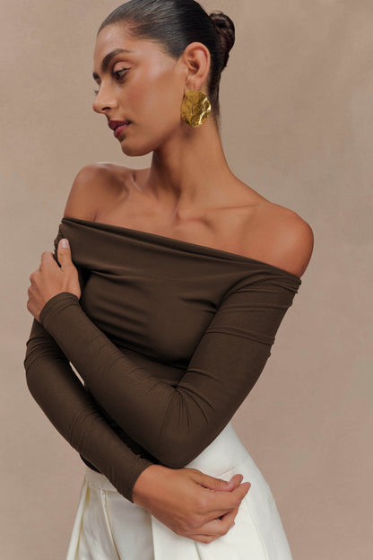 Colette Haut en Maille à Col Rond - Chocolat Noir