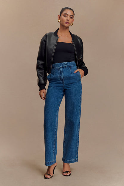 Bomber en simili cuir Codi - Noir