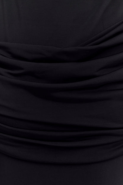 Robe Maxi Henley en Drapé Fluide - Noir