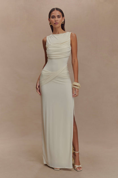 Robe Maxi Henley à drapé fluide - Ivoire