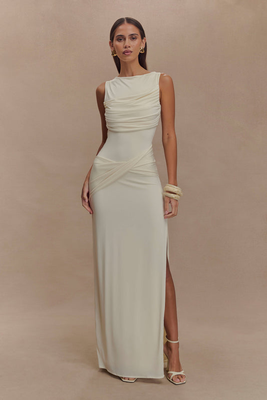 Robe Maxi Henley à drapé fluide - Ivoire