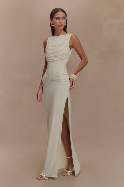 Robe Maxi Henley à drapé fluide - Ivoire