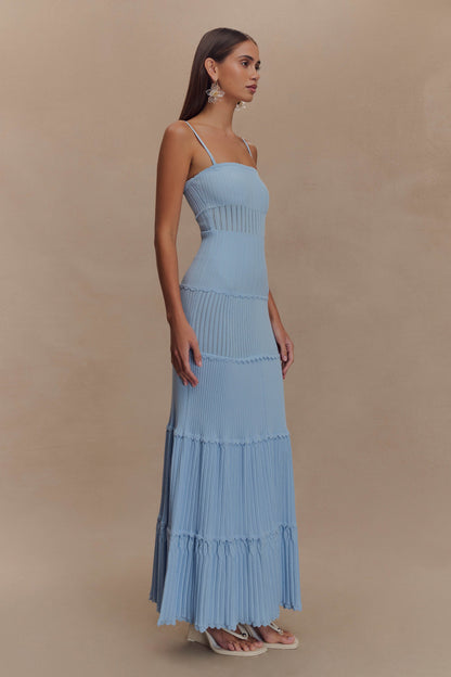 Robe Maxi en Tricot Pointelle Finley - Bleu Bleuâtre