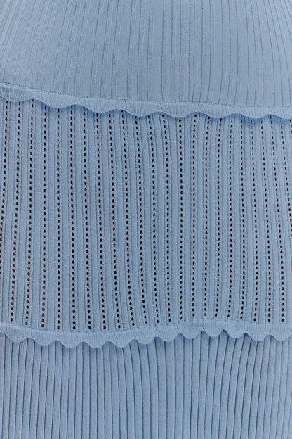 Robe Maxi en Tricot Pointelle Finley - Bleu Bleuâtre
