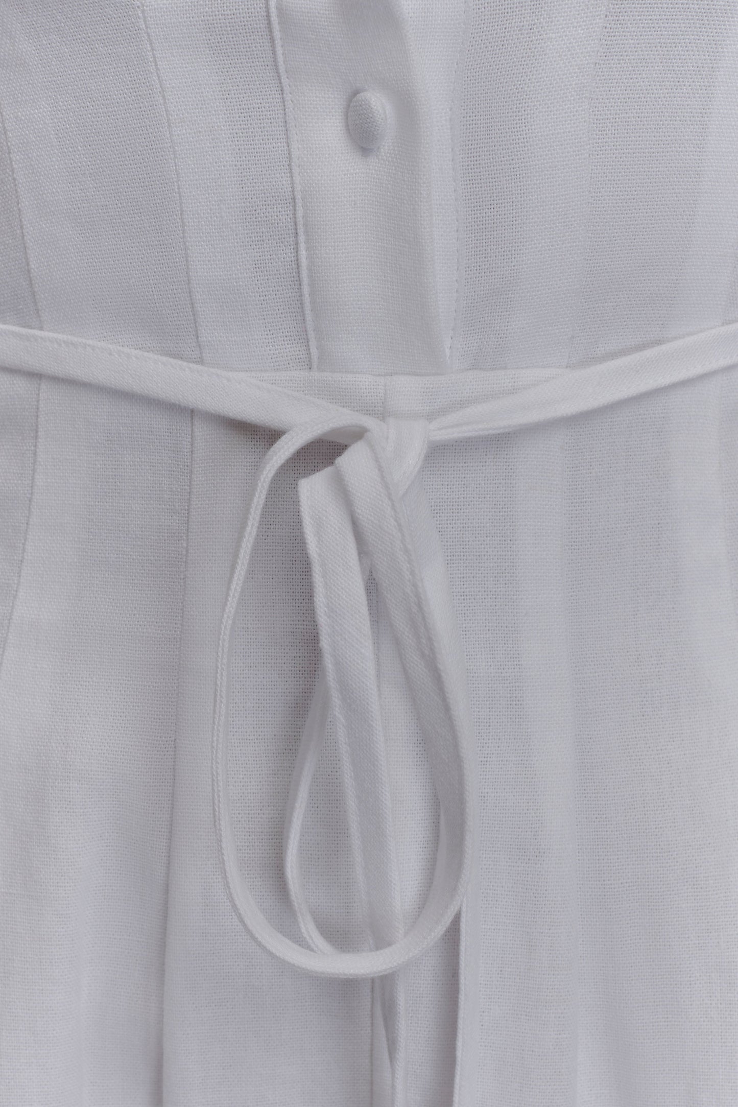 Robe midi en lin à boutons Aysha - Blanc
