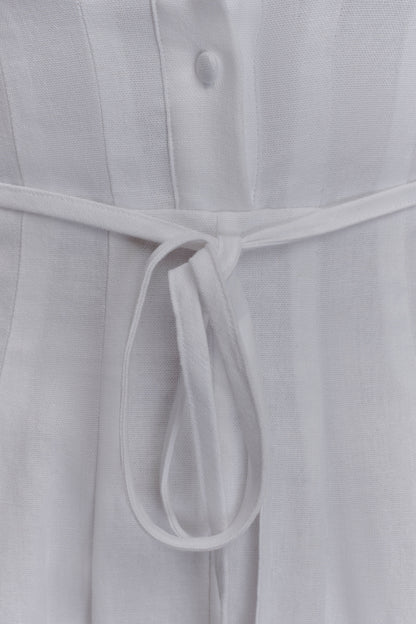Robe midi en lin à boutons Aysha - Blanc