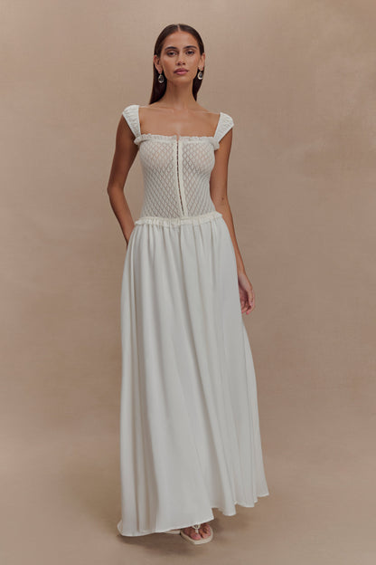 Robe midi en tricot pointelle Tahlia - Blanc