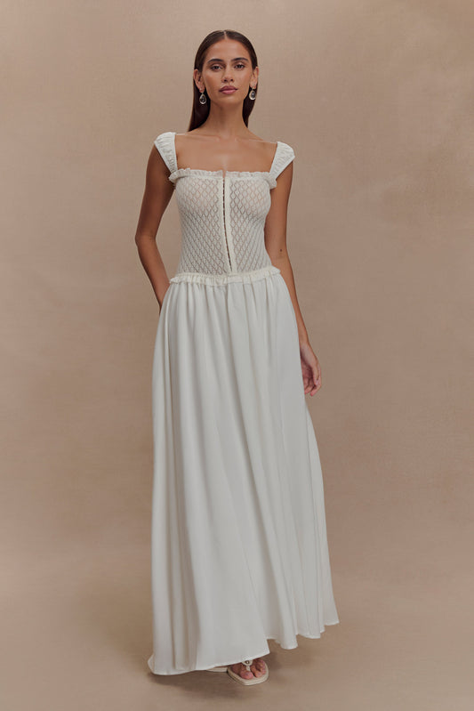 Robe midi en tricot pointelle Tahlia - Blanc
