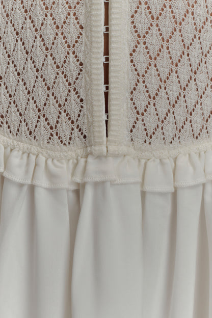 Robe midi en tricot pointelle Tahlia - Blanc