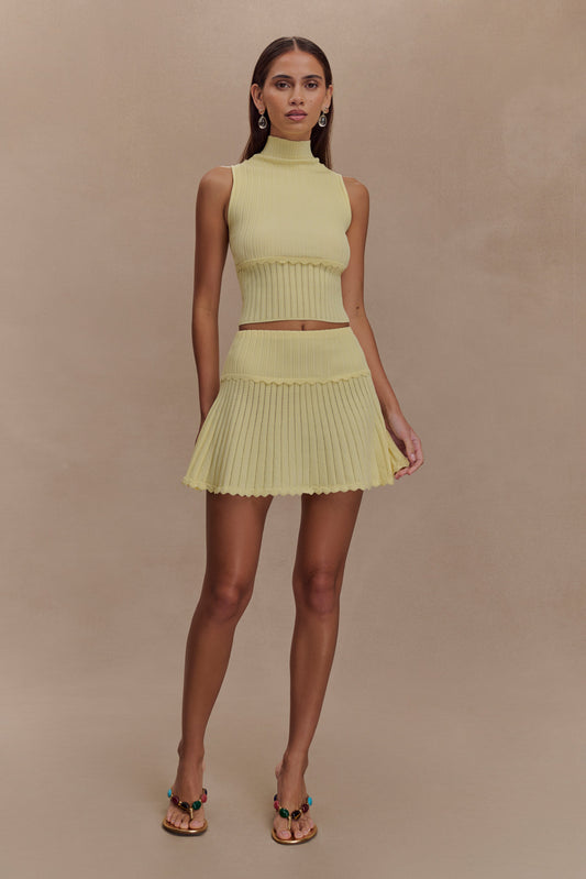 Jupe mini en tricot pointelle Indy - Citron