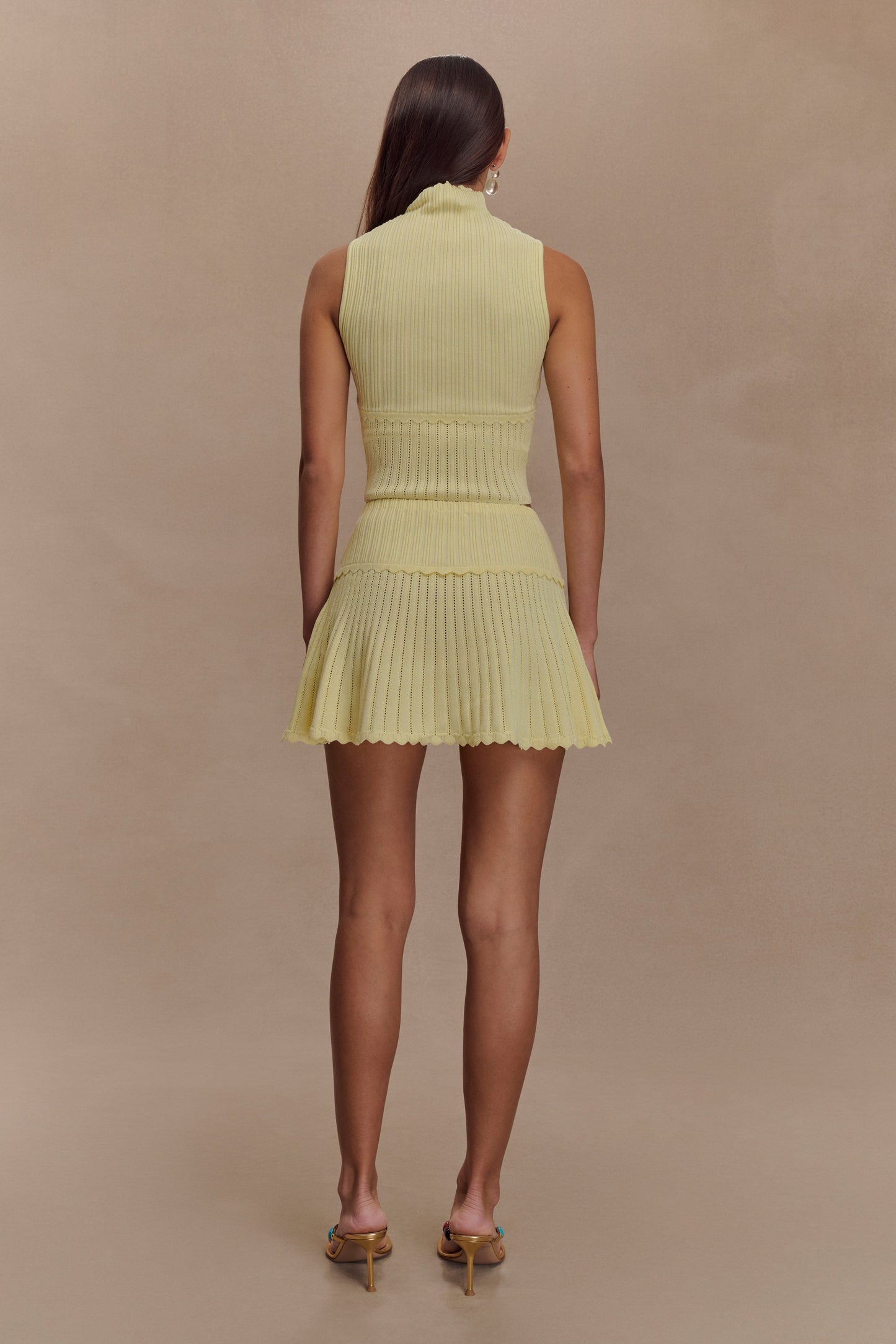 Jupe mini en tricot pointelle Indy - Citron