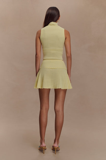 Top en tricot à mailles pointillées Indy - Citron