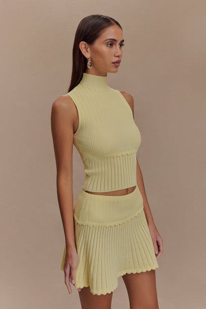 Top en tricot à mailles pointillées Indy - Citron
