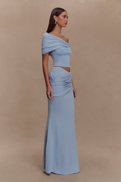 Jupe Maxi en Tricot Plissé Irene - Bleu