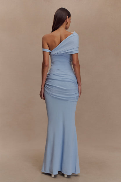 Jupe Maxi en Tricot Plissé Irene - Bleu