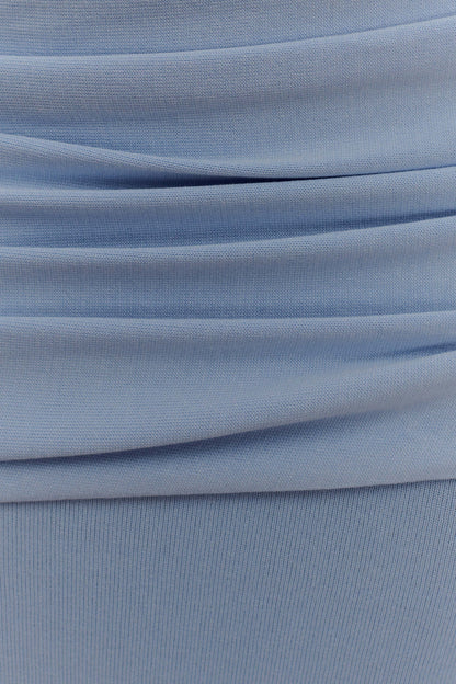 Top en tricot à volants Irene - Bleu
