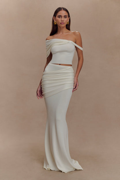 Jupe Maxi Tricot Plissée Irene - Ivoire