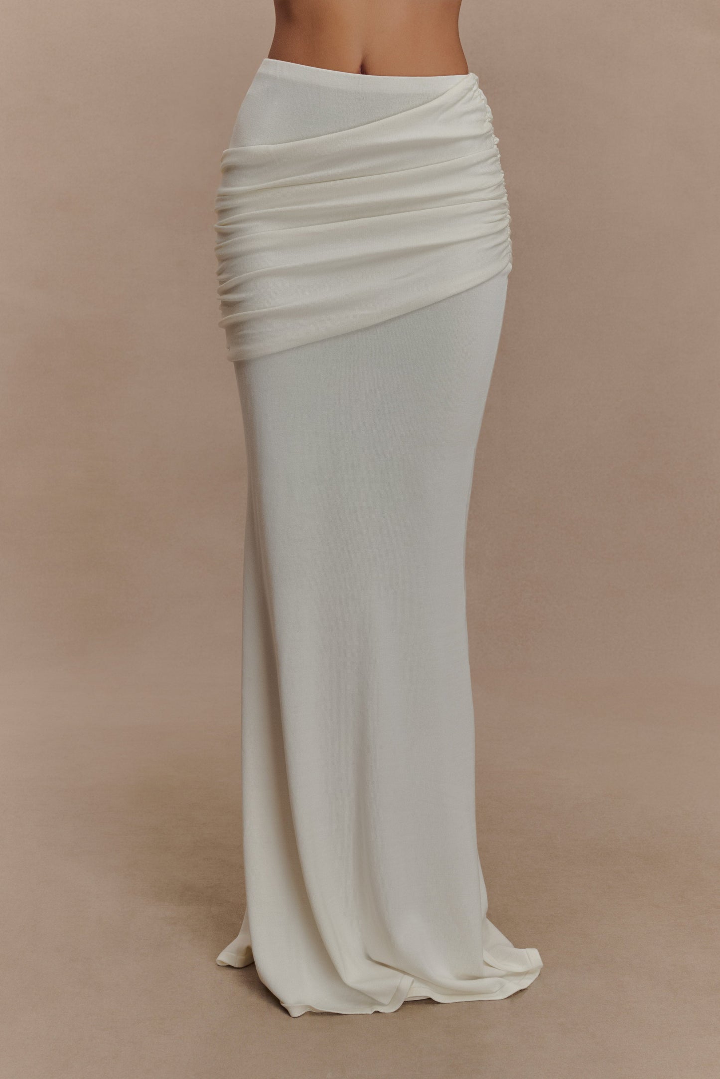 Jupe Maxi Tricot Plissée Irene - Ivoire
