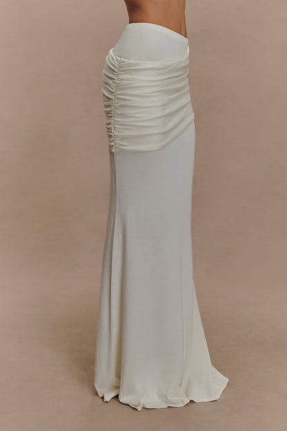 Jupe Maxi Tricot Plissée Irene - Ivoire