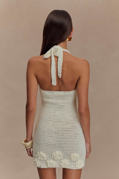 Mini-robe en crochet floral Liyah - Ivoire