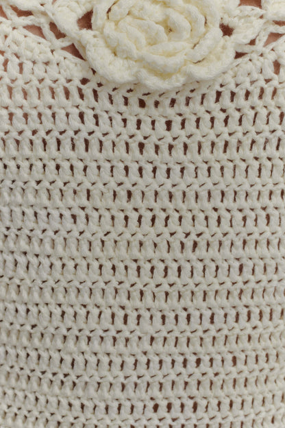 Mini-robe en crochet floral Liyah - Ivoire
