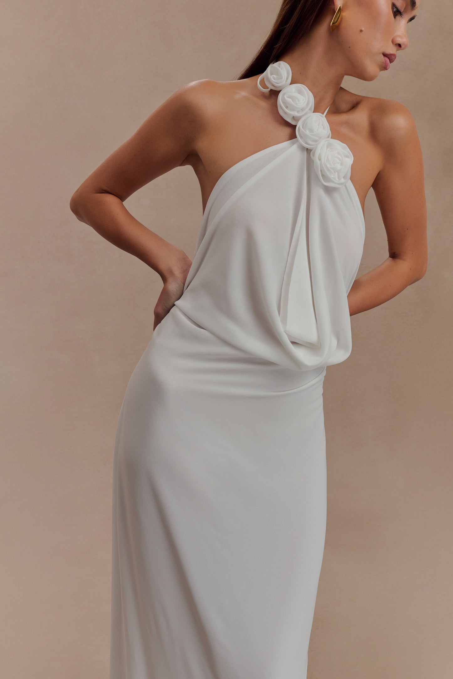 Robe Maxi Col Chandail Rosalia - Blanc