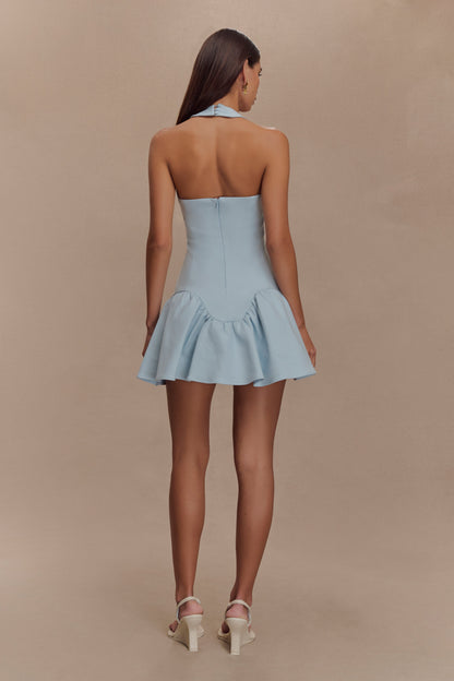 Mini-robe à bretelles Calipso - Bleu bleuet