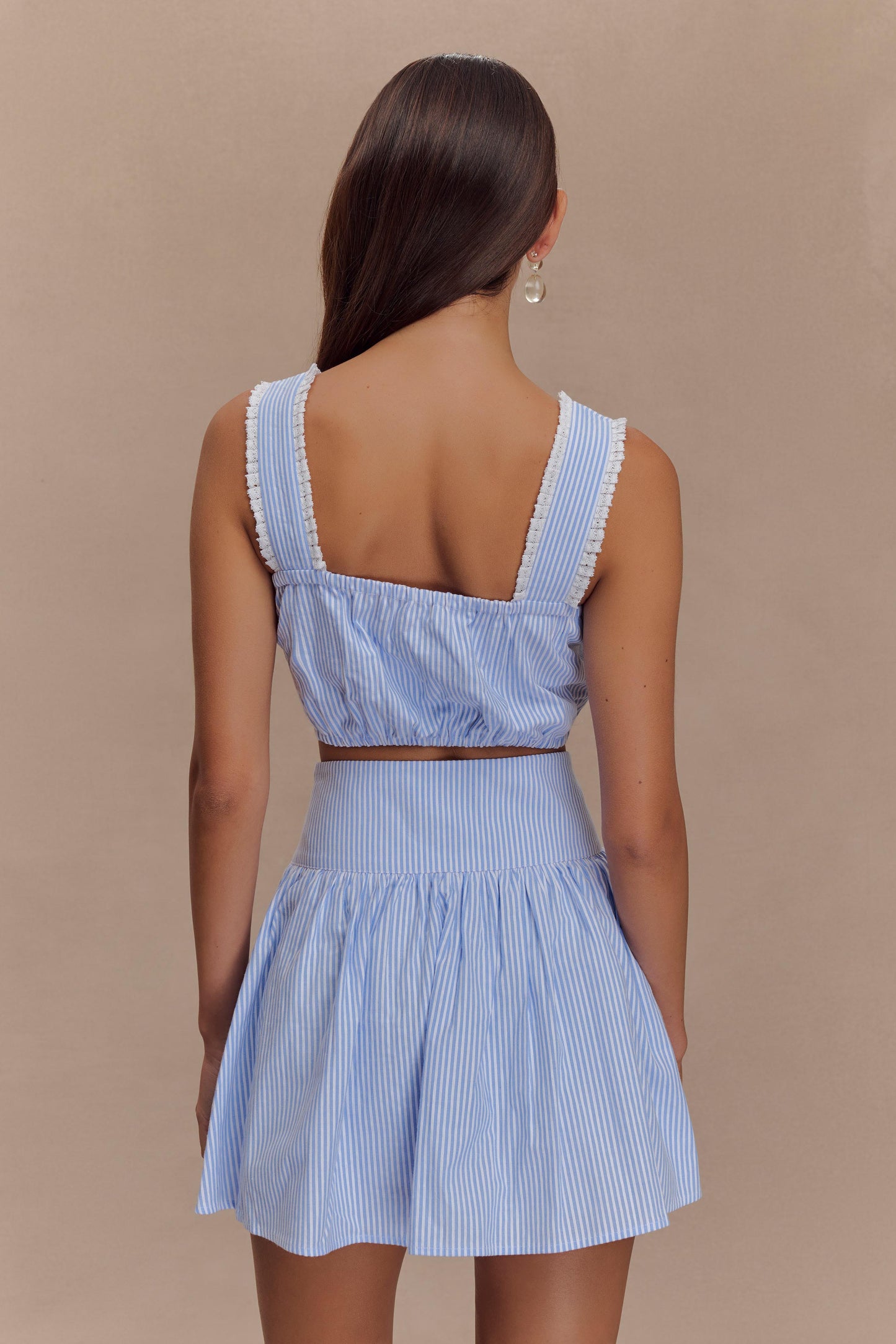 Jupe mini Gretel à empiècements - Rayures bleues