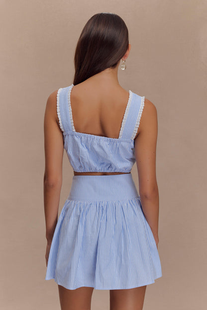 Jupe mini Gretel à empiècements - Rayures bleues