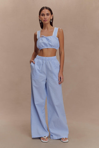 Crop top sans manches Gretel - rayures bleues