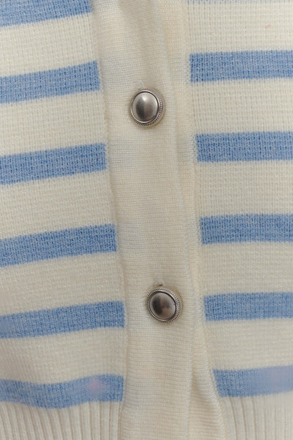 Cardigan en tricot rayé Tanner - Bleu clair/blanc