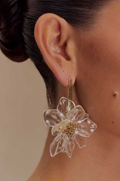 Boucles d'oreilles en forme de fleur en acrylique Naomi - Or
