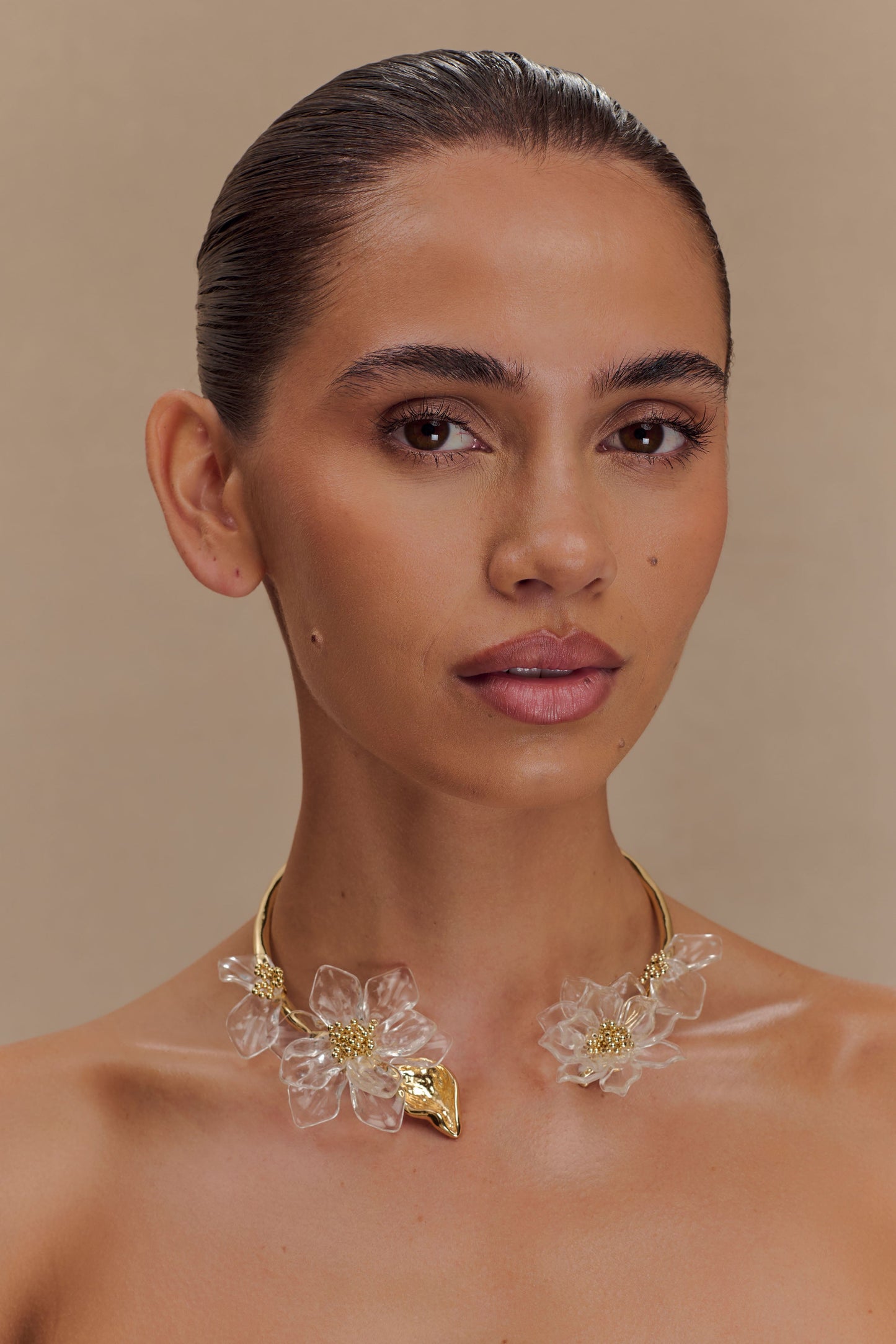 Collier Fleur en Acrylique Naomi - Or