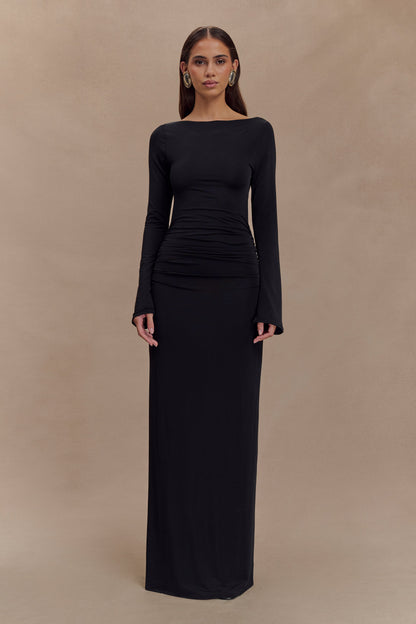 Robe Maxi Vienna en Mousseline à Découpes - Noir