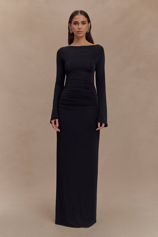 Robe Maxi Vienna en Mousseline à Découpes - Noir