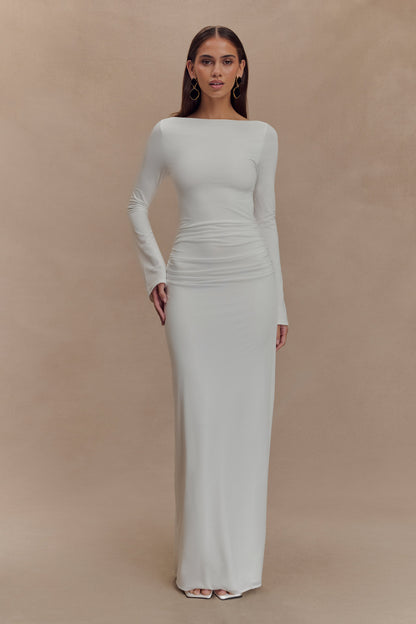 Robe Maxi Vienna en Jersey Découpe - Blanc