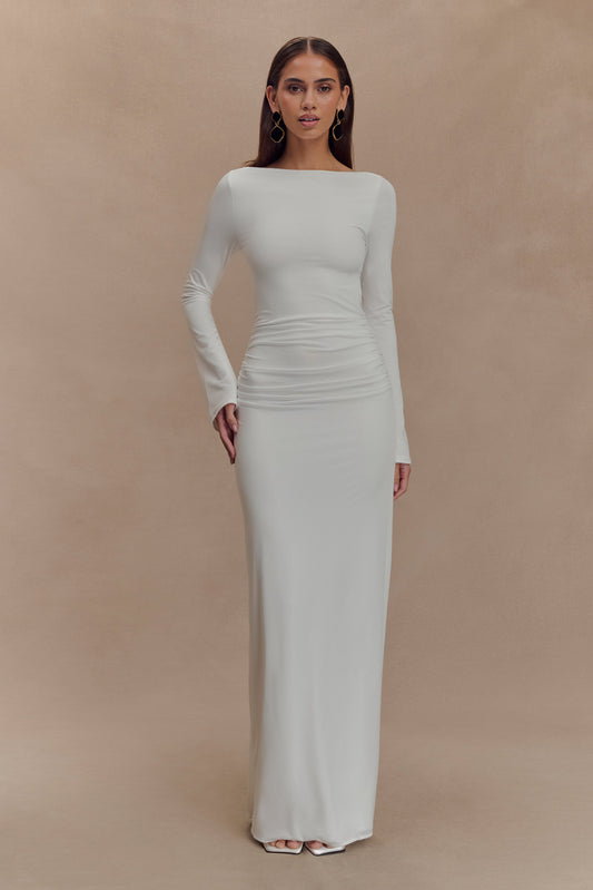 Robe Maxi Vienna en Jersey Découpe - Blanc