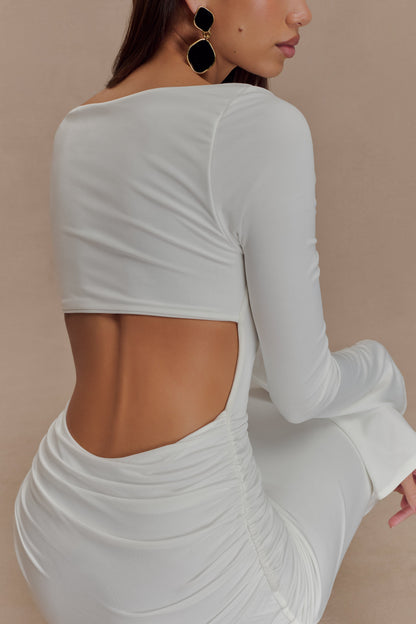 Robe Maxi Vienna en Jersey Découpe - Blanc