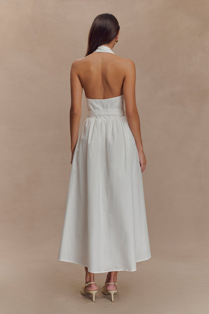 Robe midi à col montant Cindy - Blanc