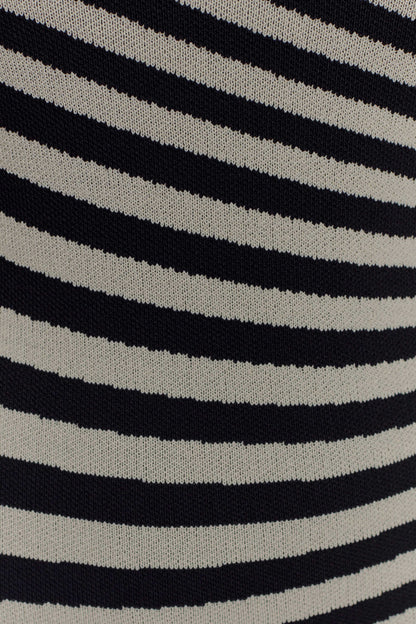 Robe mi-longue en jersey rayé Raven - Noir/Blanc