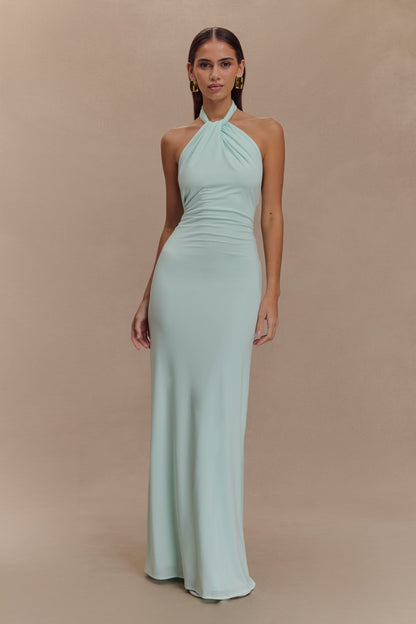 Robe Maxi Halter Élyna à Volants - Lagoon