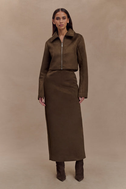 Veste à col en faux daim Hayes - Chocolat
