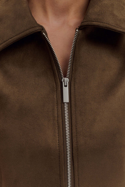 Veste à col en faux daim Hayes - Chocolat