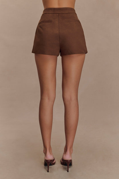 Sally Faux Suede Short - Chocolat au lait