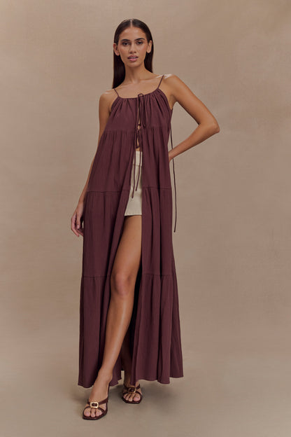 Top Lenny à nouer devant - Chocolat