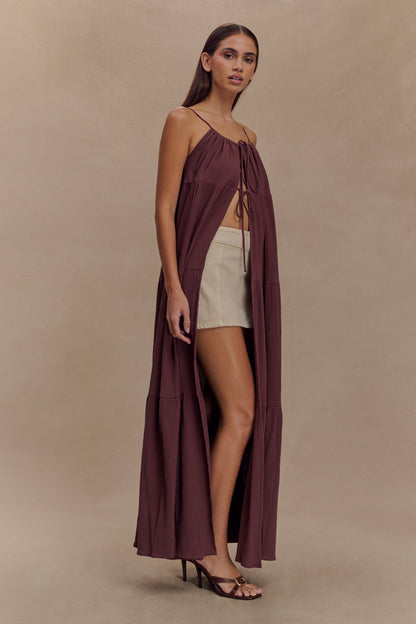 Top Lenny à nouer devant - Chocolat