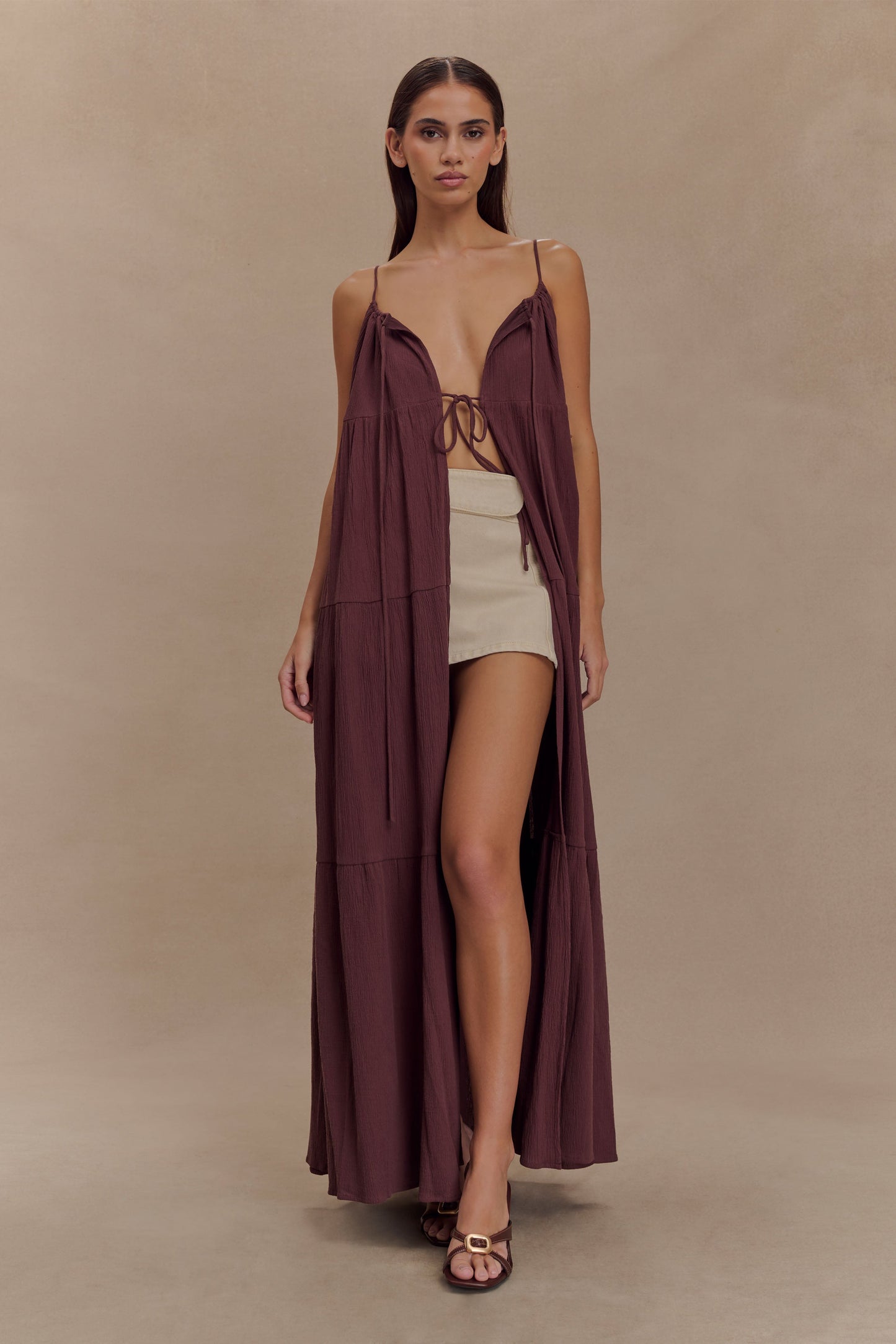 Top Lenny à nouer devant - Chocolat