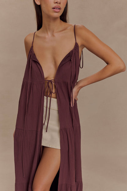 Top Lenny à nouer devant - Chocolat