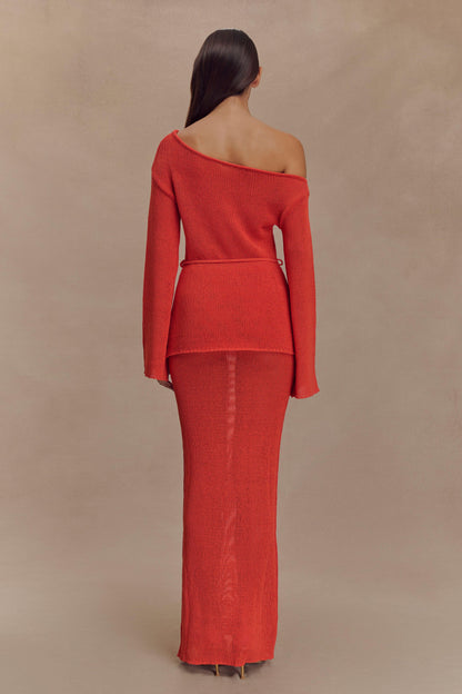 Reagan Haut en Tricot Décolleté Croisé - Orange